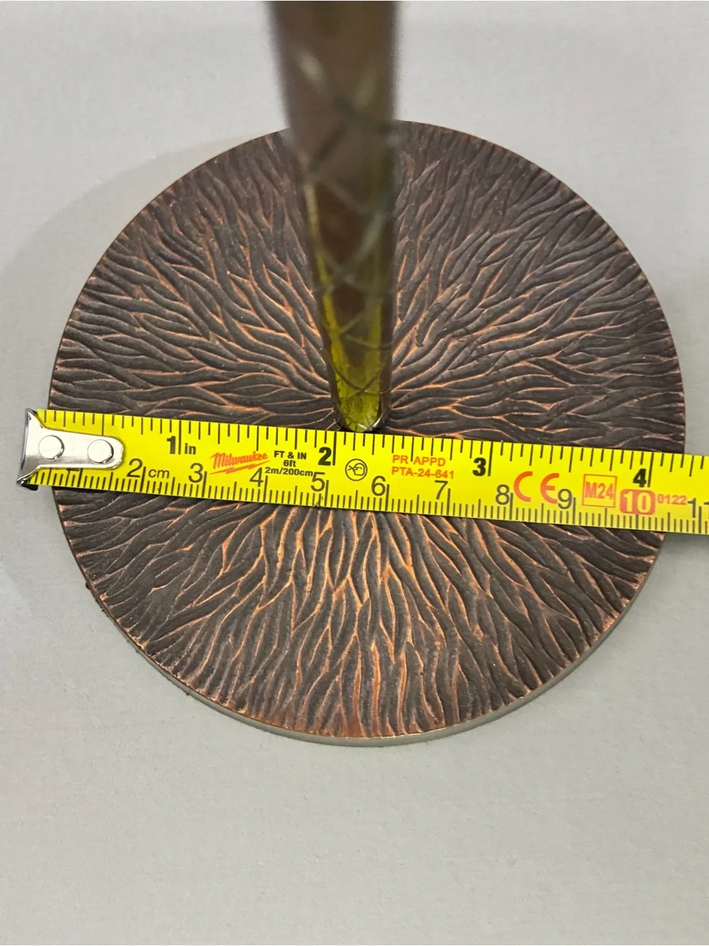 Vintage Metal Palm Tree Candlestick in Green and Bronze Height 16,5”